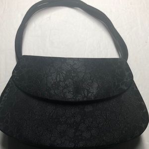 Black floral small evening bag